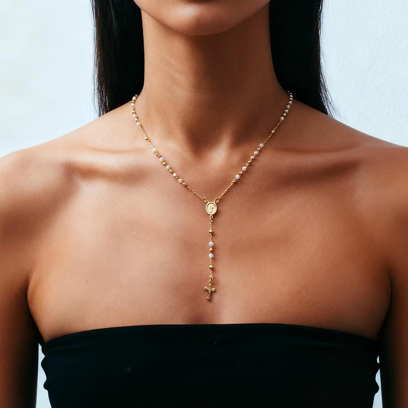 Funsanny Store Lariat Necklaces for Women - Dainty Long Necklace Trendy 14K Gold Plated Hypoallergenic Layered Long Y-Shape Sunburst CZ T-Bar Pendant Drop Chain Necklace Set for Women Non Tarinsh Jewelry - Image 2